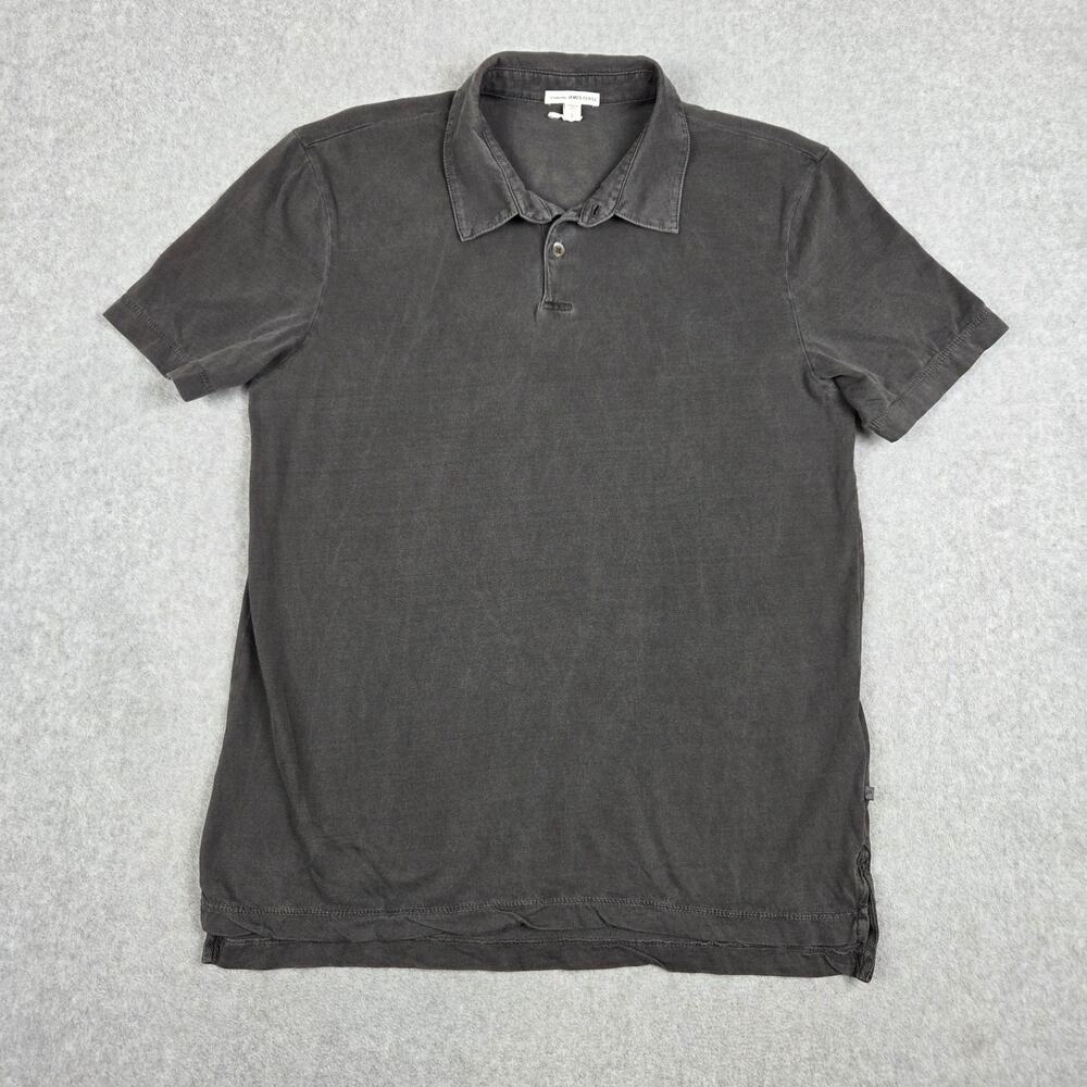 James Perse Standard Size 2 US Medium Charcoal Gray Supima Cotton Polo Shirt